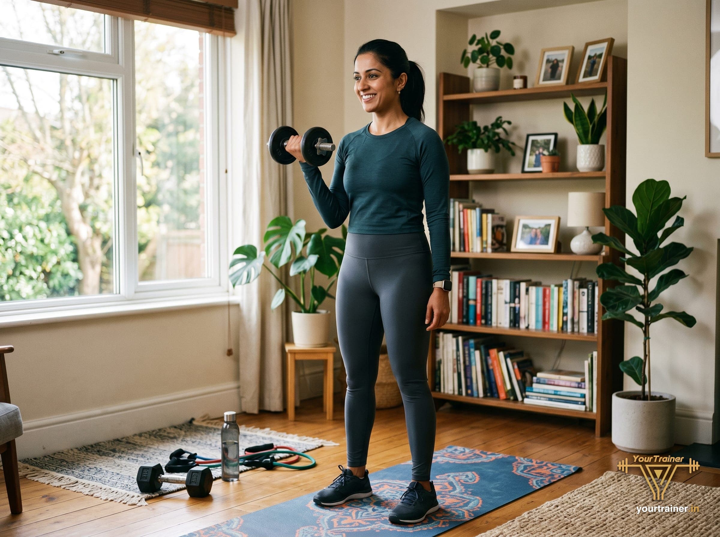 Female Indian personal trainer coaching online