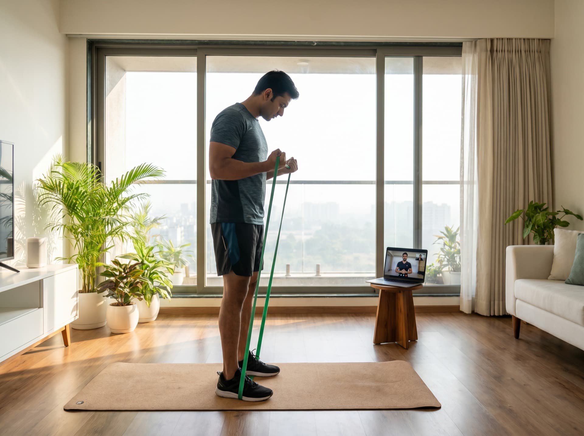 Online personal training session in SG Highway Ahmedabad apartment