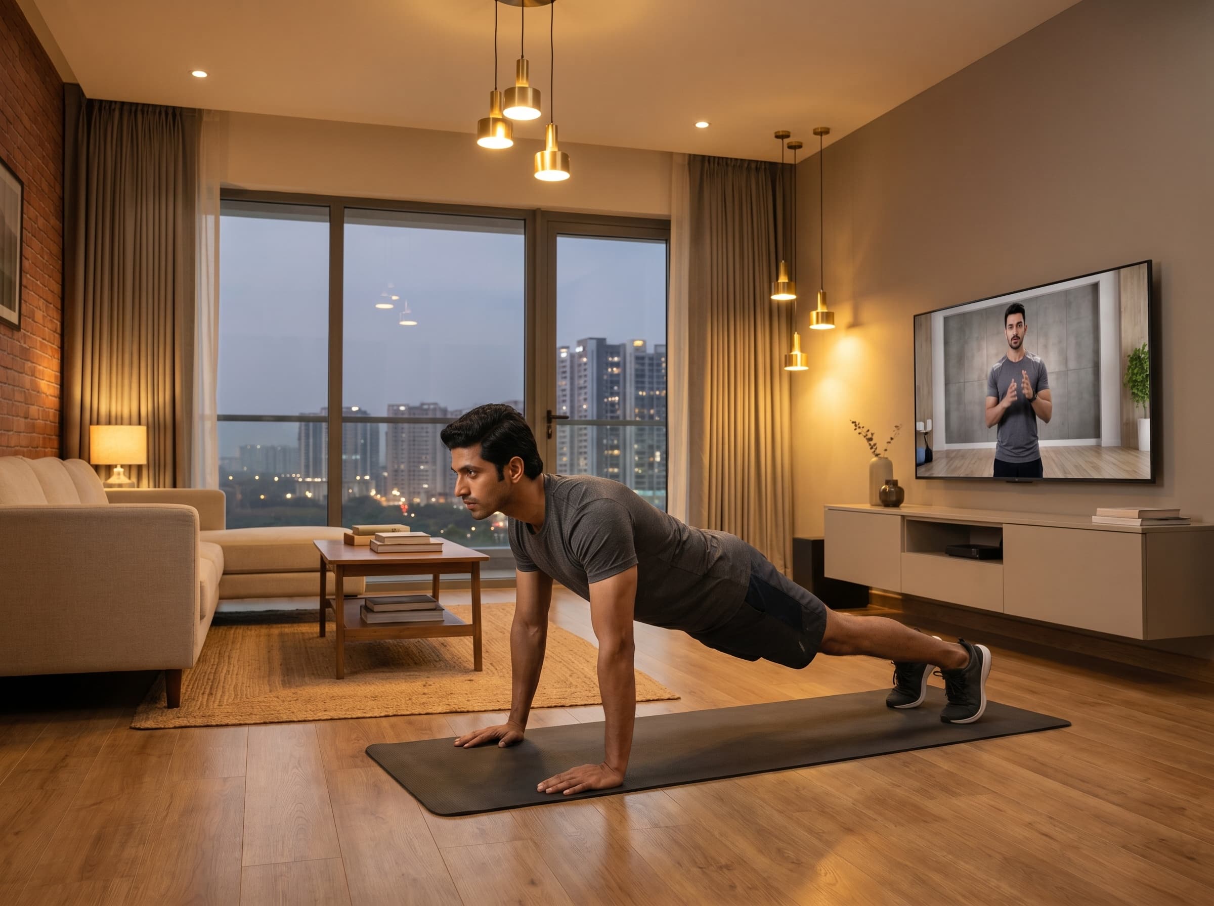 At-home strength session for Indian American NRI