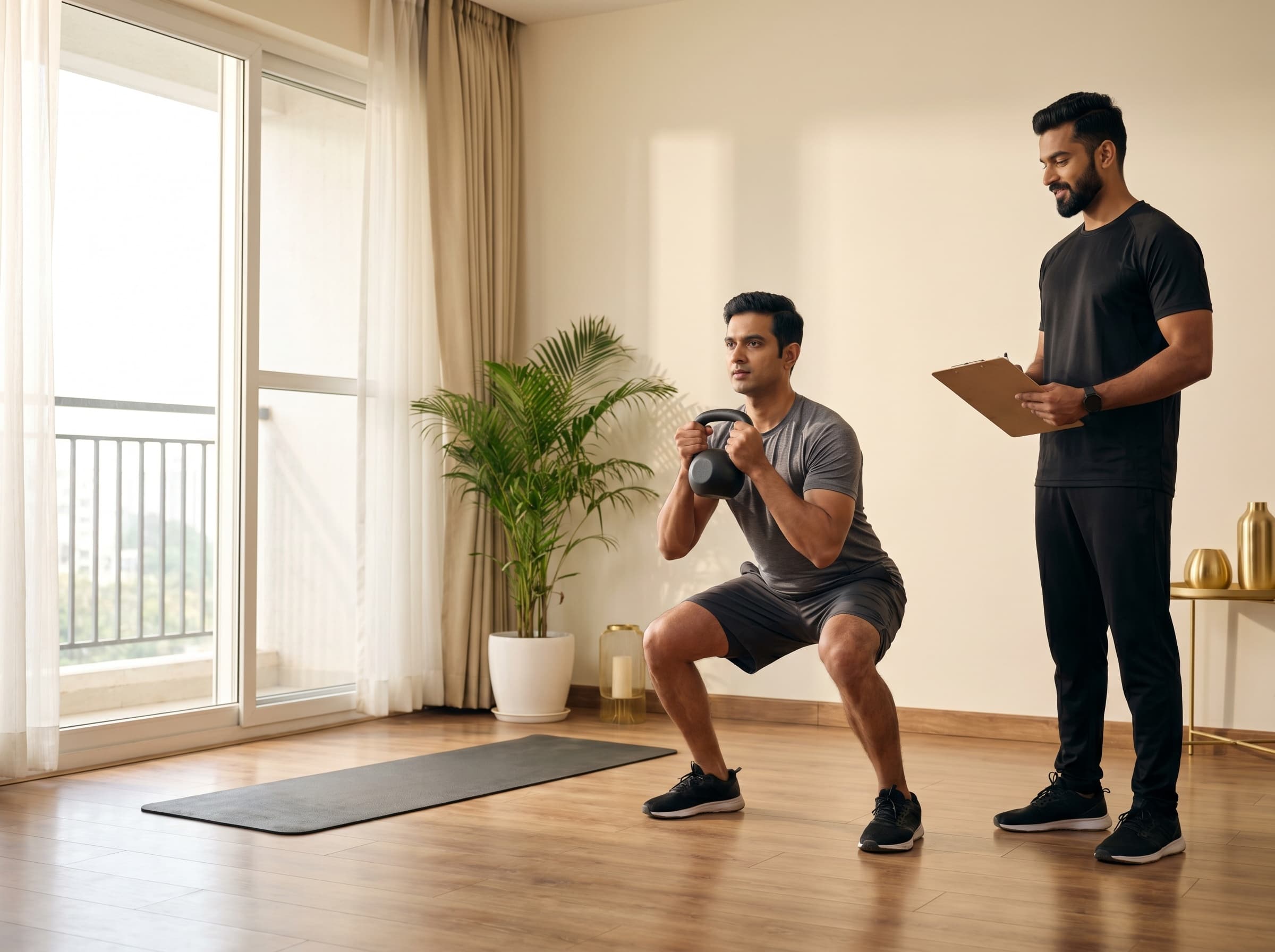 At-home personal training session in Kasavanahalli apartment