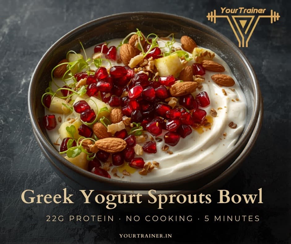 Greek Yogurt Sprouts Bowl: 22g Protein No-Cook Breakfast (5 Min)