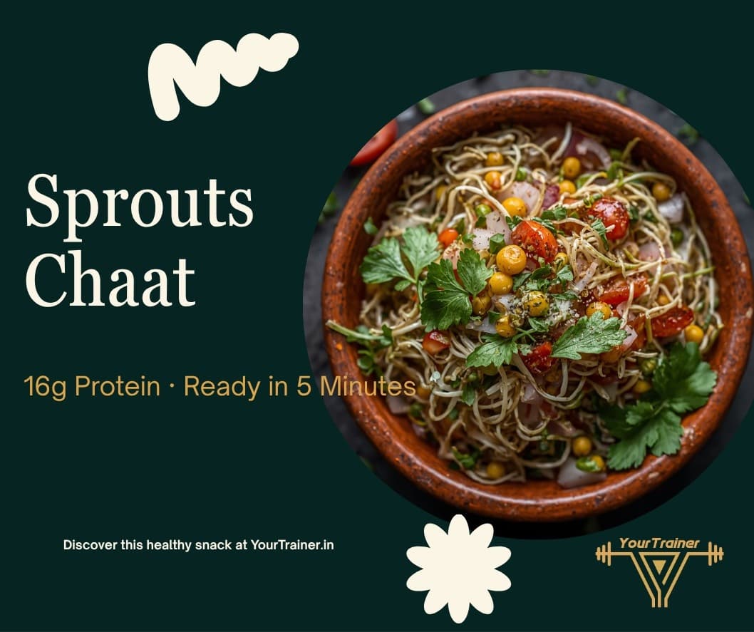 Sprouts Chaat Recipe: 16g Protein Indian Snack/Meal (5 Minutes, No Cooking)