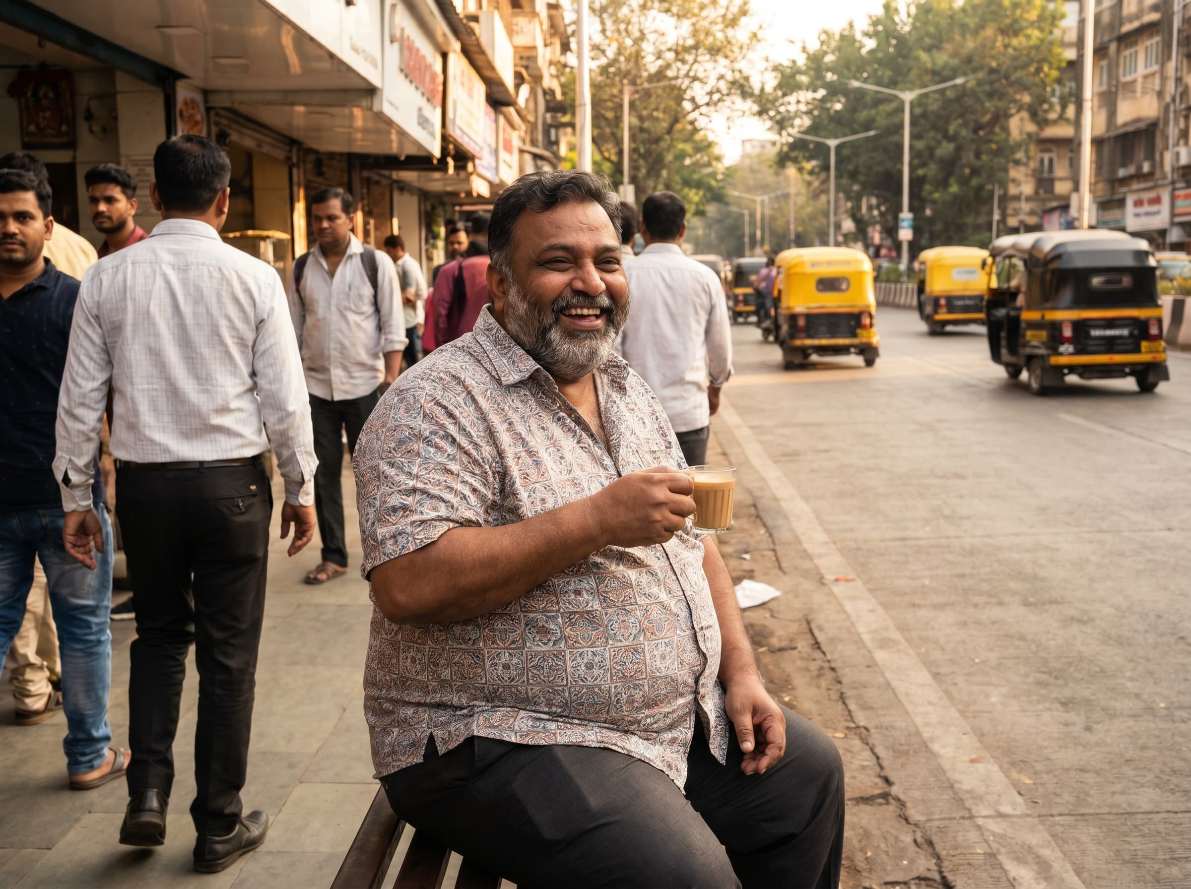 Overweight body composition - Indian man at higher BMI with increased fat across body